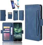 Xiaomi Mi 9 Lite / Mi CC9 Book Case Blauw Cover Case Hoesje Lederen Pu - 1 x Tempered Glass Screenprotector