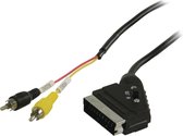 Valueline Scart (m) - Composiet 2RCA (mono audio) kabel / zwart - 1 meter