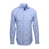 Hawaii Overhemd Blauw Oxford Twill - Heren overhem - slim fit -43