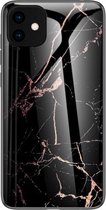 Marmer Back cover voor Apple iPhone 11 Pro - Zwart - Goud - TPU + Gehard Glas Hoesje