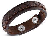 Amanto Armband Ferre B - Leer - 316L Staal -14mm - 21-23cm