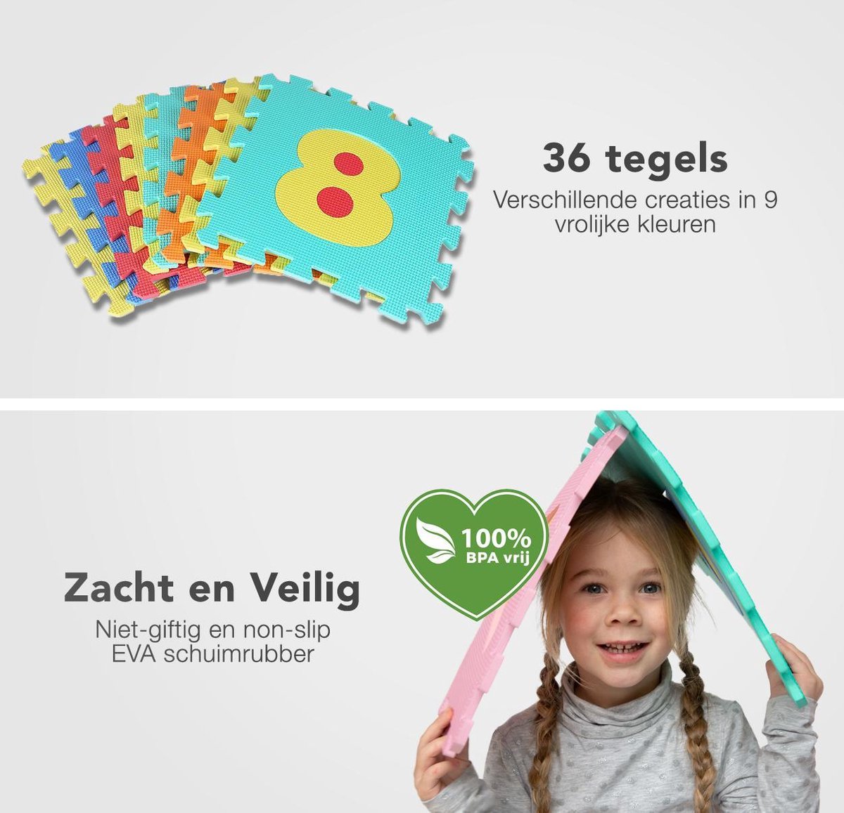 LifeGoods Speelmat XL - Foam - Opvouwbaar - Speelkleed - Kinderen - Multicolor - Puzzel 86-delig - 180x180 cm — afbeelding 3