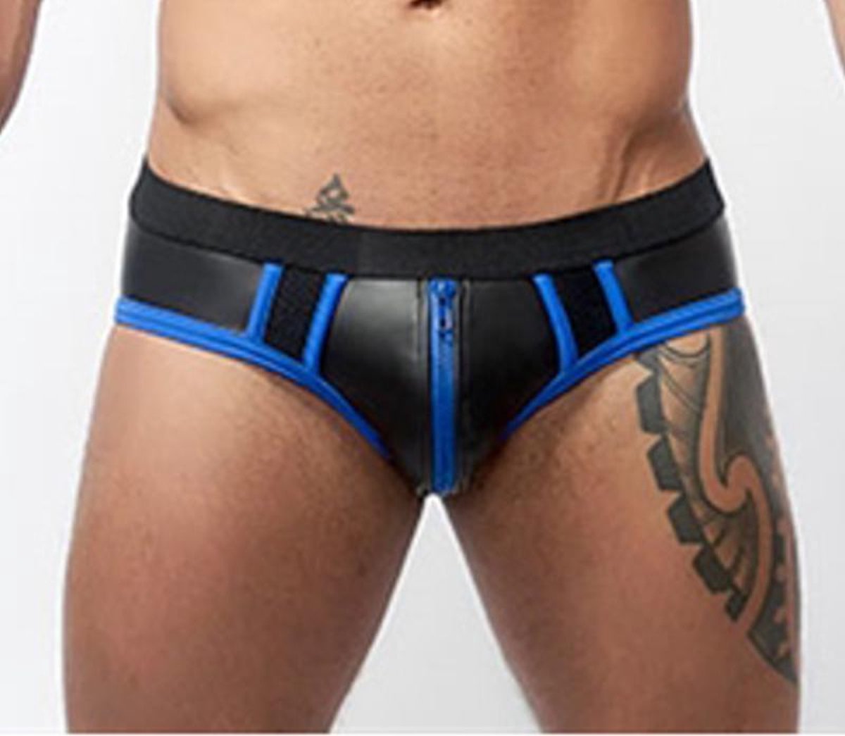 Mister b neoprene jock brief black blue xs