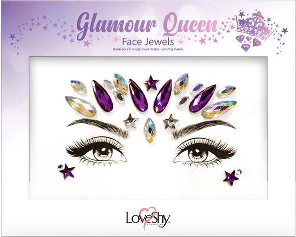PaintGlow Gezicht Diamanten Sticker Glamour Queen Paars