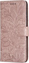 Bookcase voor Samsung Galaxy A70 - Roze - Bloemen - Portemonnee Hoesje
