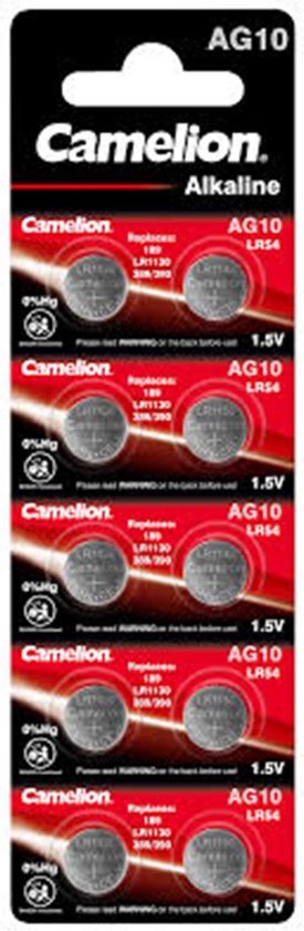 Camelion AG10 G10 LR1130 LR54 1.5V knoopcel batterij - 100 Stuks (10  Blisters a 10St) | bol.com