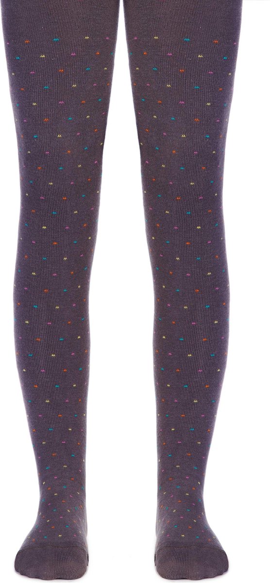 Trendy kindermaillot regenboog puntjes, maat 116-122 (18), grijs.