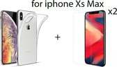 iPhone XS Max 2 x silicoon doorzichtig + 2 x glas protector gehard