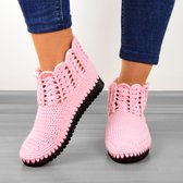 Hand Gebreide Schoenen, Slippers - Roze