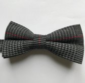 Vlinderstrik Zwart - Grijs - Rood geruit - Dogtooth | Strik - Das - Vlinderdas | Bruidegom | Classic - Plaid| Bruiloft - Feest - Gala - Glamour - Gelegenheid - Event | Kerst - Fees