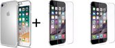 iPhone 6/6s siliconen hoesje transparant + 2 x screenprotector ultra gehard glas