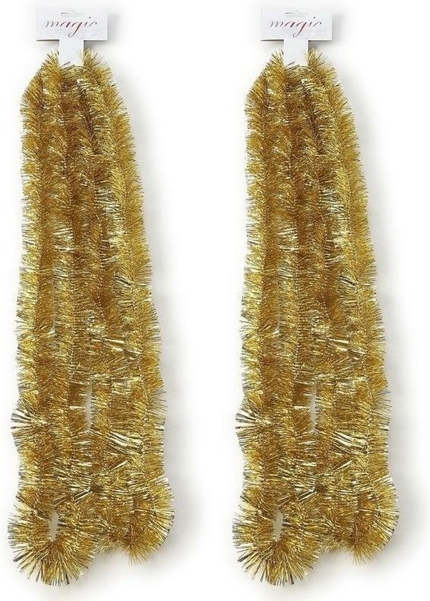 2x Kerstslingers goud ca. 5 x 270cm - Guirlandes folie lametta - Gouden kerstboom versieringen