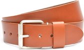 Moderiemen 5cm brede lederen jeans riem - 100% leder - cognac - Maat 95 - totale lengte 110 cm