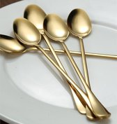 Trendfield 6 Gouden Dessertlepels RVS - Lange Lepels voor Latte Macchiato, Yoghurt of Cocktail - Sorbetlepels - Goud