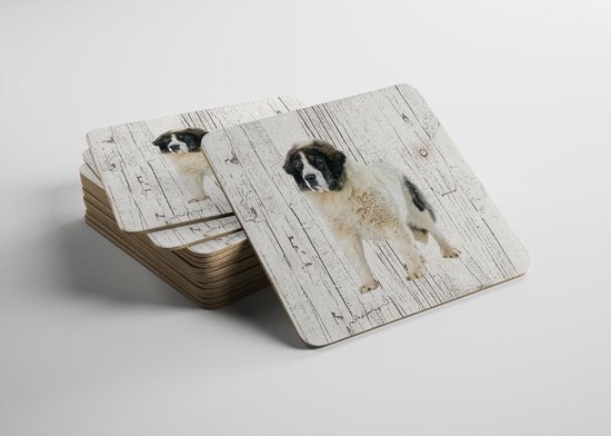 Chien Mastin De los Prineos (Mastiff de Pirine) | Sous-verres en bois 6 pièces