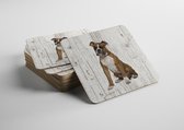 Hond Boxer bruin | Houten Onderzetters 6 Stuks