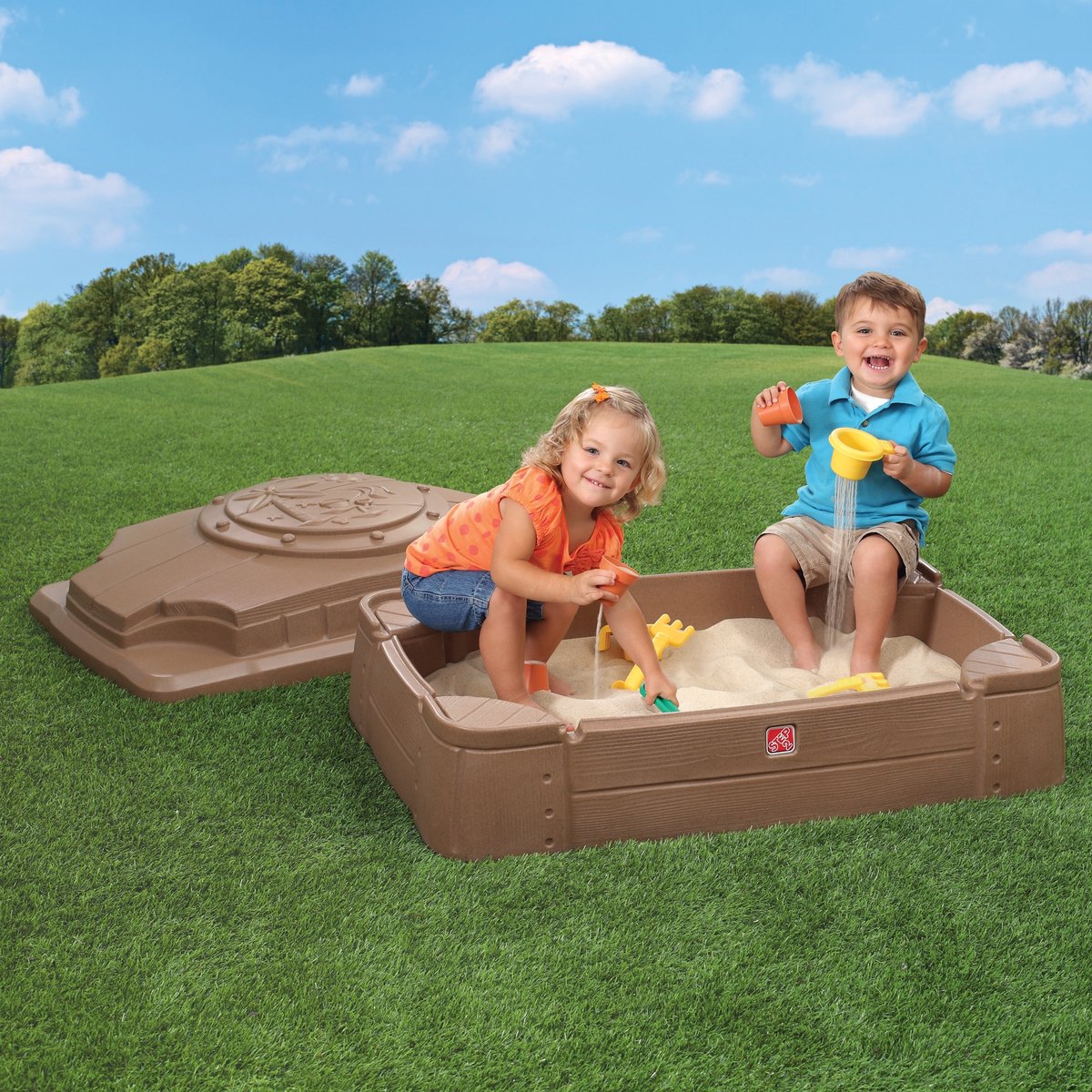 Step2 Play & Store Zandbak - Met Deksel en Zitbankjes - Zandbak van plastic / kunststof voor kinderen - Voor 91 kg zand — afbeelding 10