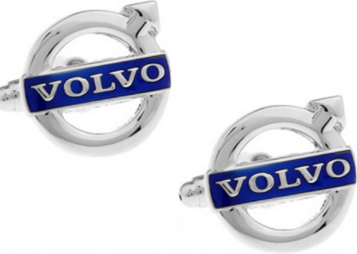 Manchetknopen Auto Volvo Zilverkleurig Blauw - Trendy Gents