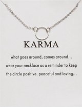 Kasey Karma Ketting - Rondje aan ketting  1 Cirkel - Zilverkleurig