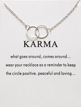 Karma Ketting - Rondje aan ketting - Geluksketting - 2 Cirkel - Zilverkleurig