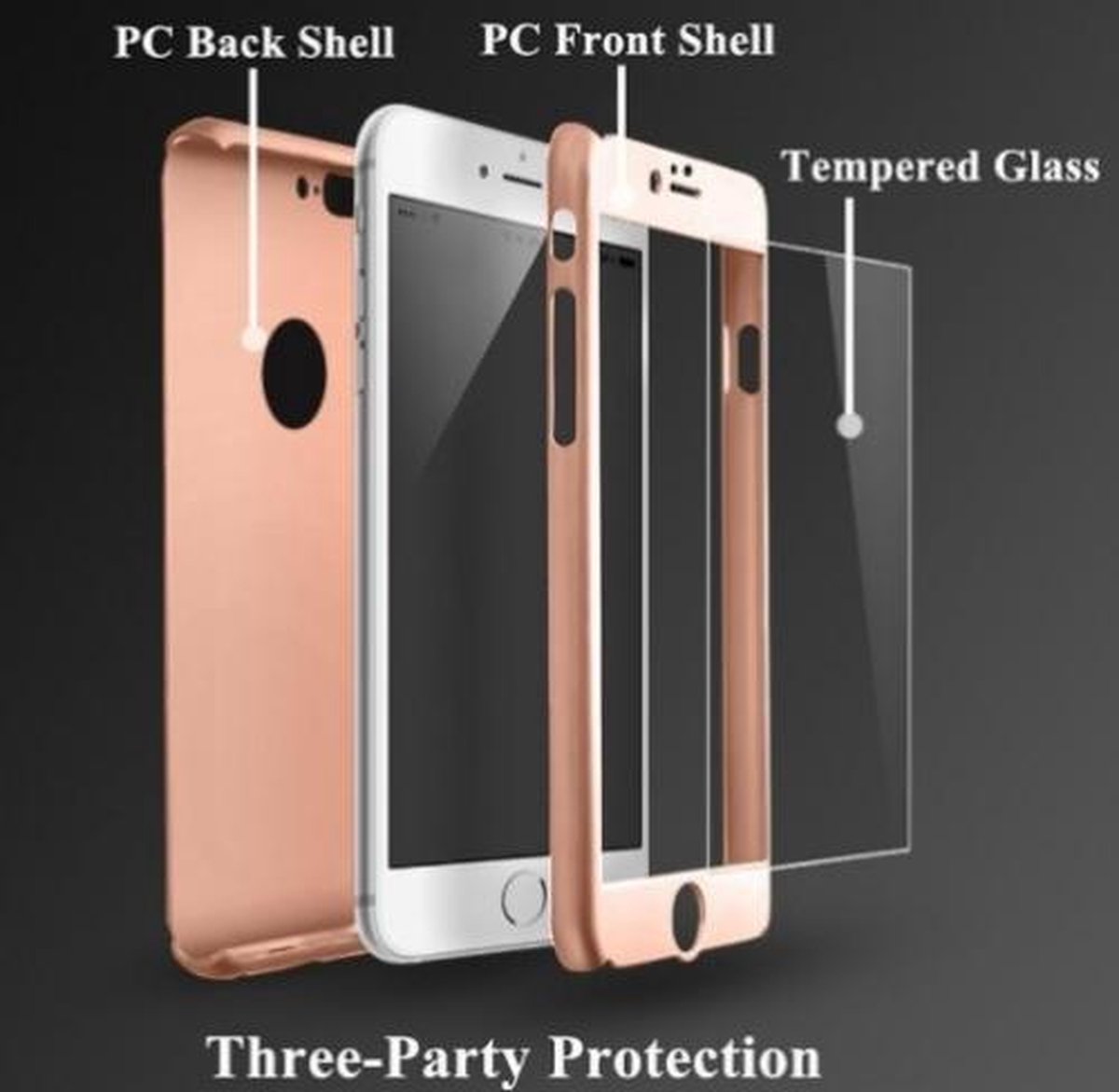 360 graden beschermhoes voor iphone 7 Goud roze