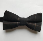 Vlinderstrik Zwart met Camel - Bruin Ruit - Voorgestrikt | Strik - Das - Vlinderdas | Bruidegom | Classic - Plaid | Bruiloft - Feest - Gala - Glamour - Gelegenheid - Event | Kerst - Feestdage