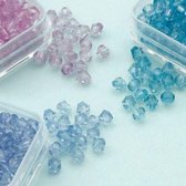 Acrylkralen 4mm Diamond Shape - 4 grs x 3 doosjes Lila, Lichtblauw, Donkerblauw