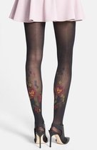Pretty Polly Panty - Fashion - Zwarte Bloemen - Flower Panty - One Size - 36/42 - Zwart