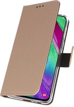 Wallet Case Hoesje voor Samsung Galaxy A40 Goud + Screenprotector