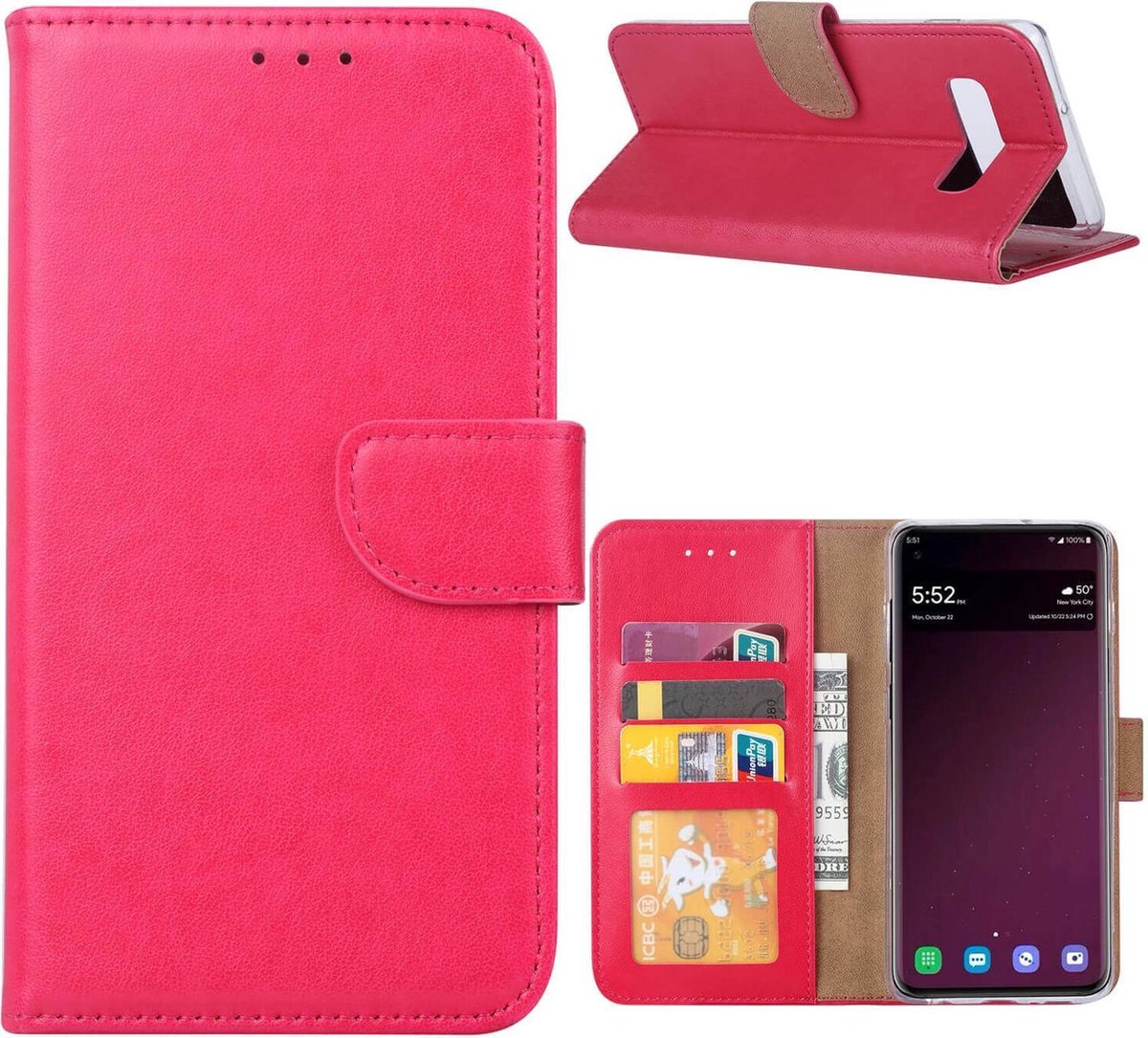 FONU Boekmodel Hoesje Samsung Galaxy S10 - Donkerroze