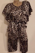 Dames satijn pyjama set met panterprint XL 38-40 zwart