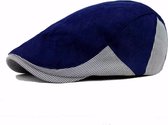 Flatcap Classic donker blauw met streep