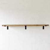 GoudmetHout Massief Eiken Wandplank - 160x25 cm - Industriële Plankdragers L-vorm - Staal - Zonder Coating - Wandplank hout