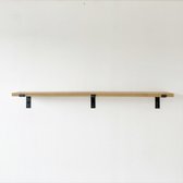 GoudmetHout Massief Eiken Wandplank - 160x20 cm - Industriële Plankdragers L-vorm - Staal - Zonder Coating - Wandplank hout