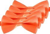 4x Oranje verkleed vlinderstrikjes 14 cm voor dames/heren - Oranje thema Koningsdag/voetbal - Vlinderstrikken/vlinderdassen met elastieken sluiting