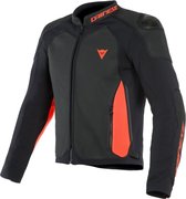 Dainese Intrepida Perforated Mat Black Fluo Red Leather Motorcycle Jacket 52