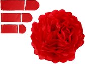 Pompon van papier, d 20+24+30 cm, 16 gr, rood, 3 stuk/ 1 doos