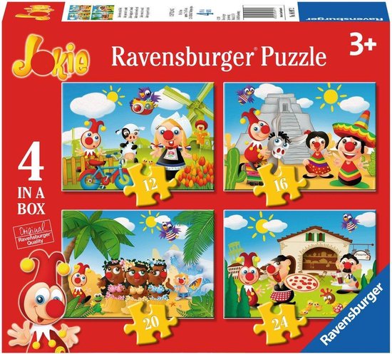 Ravensburger Jokie reist om de wereld - 12+16+20+24 stukjes - kinderpuzzel - Ravensburger