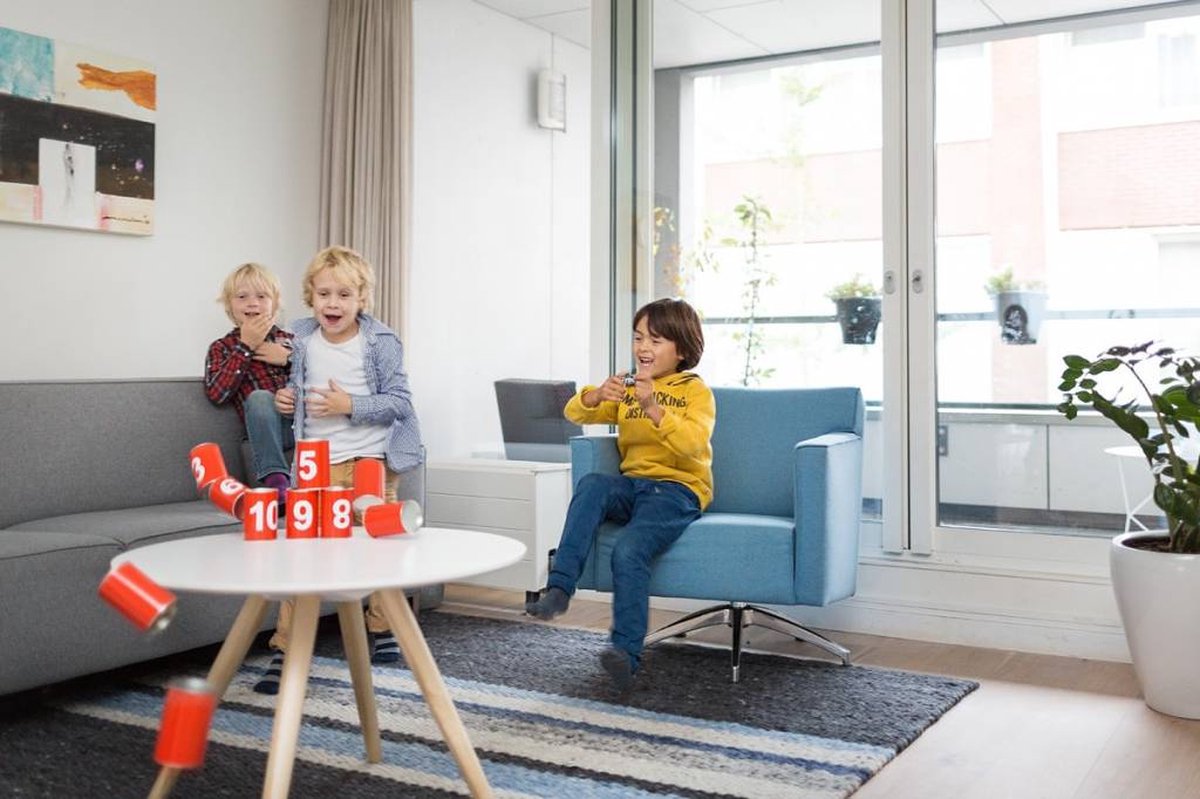 BS Toys Blikgooien Werpspel - Speelgoed Pittenzak Gooien - Kinderspeelgoed vanaf 3 Jaar - Buitenspeelgoed - 10 Blikken - Rood - Spelletjes voor kinderen - Buiten speelgoed - Buitenspel - Buiten Spellen - Tuin Speelgoed - Cadeau kind — afbeelding 14