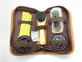 Shoe polish set with 5 pcs and a bag. Felt bag with PU leather.