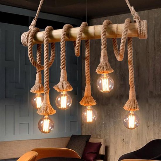 ketting Boodschapper US dollar Retro Touw LED Hang Lamp E27 fitting - Vintage Scheepstouw Hanglamp -  Industriele... | bol.com