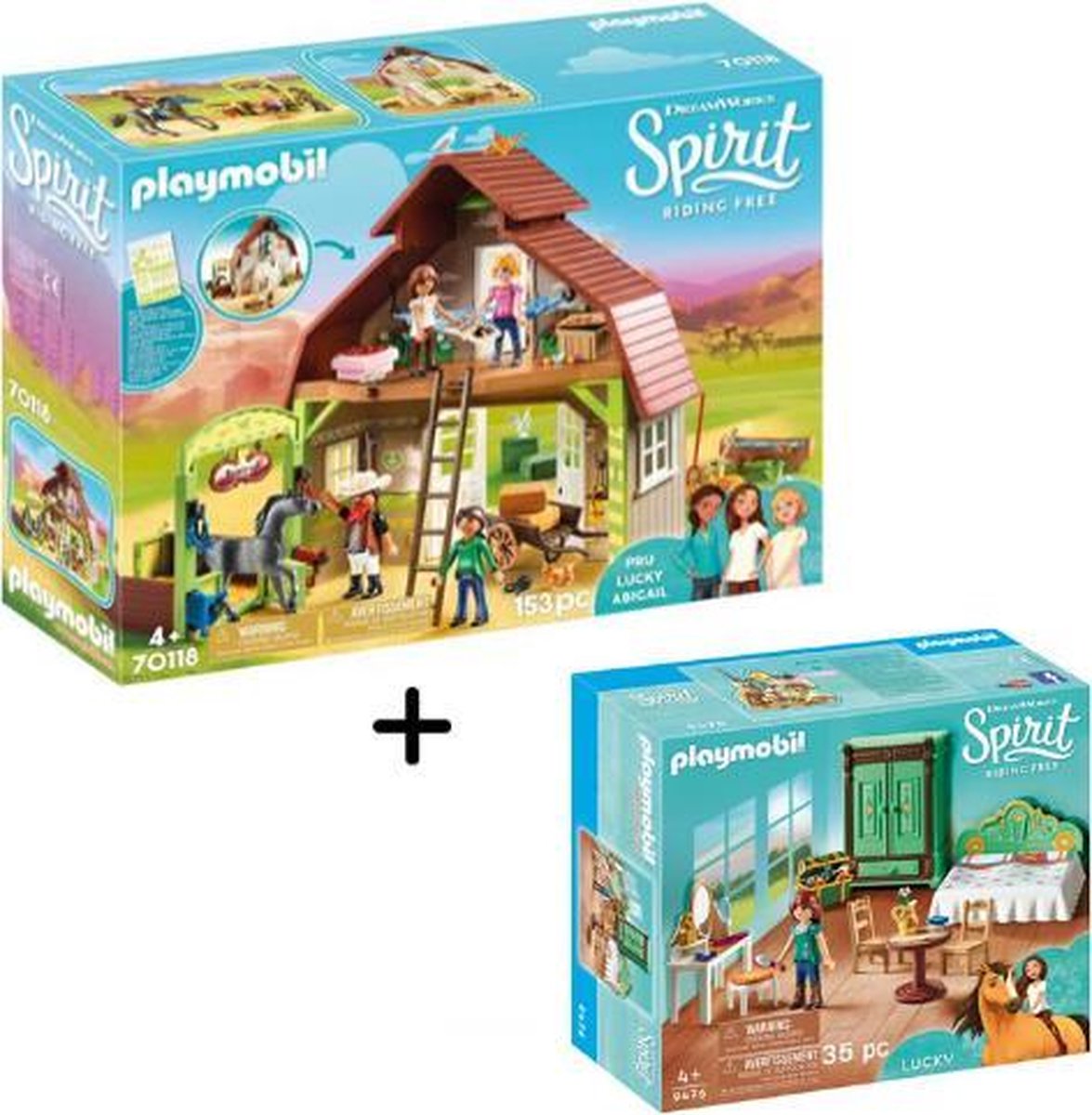 Spirit - Playmobil - Schuur met Lucky, Pru en Abigail + Lucky's slaapkamer  | bol.com