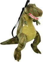Grimini: DINO T-rex vert 45x18x50cm, sac à dos en peluche, avec bretelles réglables et fermeture éclair, 3+