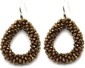 Oorbellen met Glaskralen - Facet Geslepen - Oorhangers - 4,5x3,5 cm - Koper - Dielay