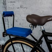 Complete Set : bagagedrager-fietskussen en rug-rolkussentje incl. voetsteuntjes en rugleuning Konings blauw