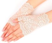 Wit kanten Vingerloze handschoenen Norah-white