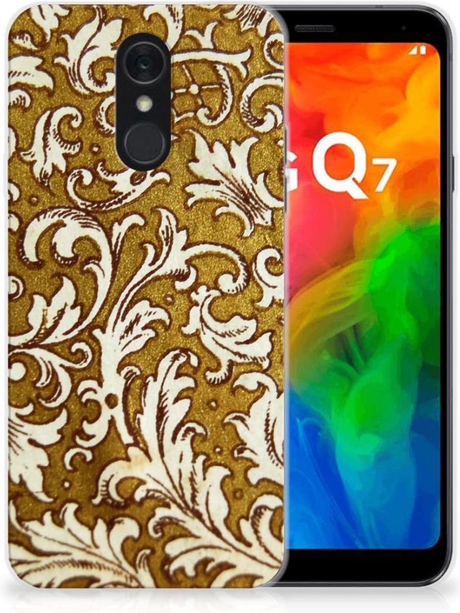 Back Cover voor Siliconen Hoesje LG Q7 Barok Goud
