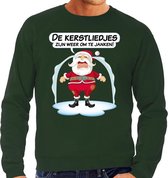 Foute Kersttrui / sweater - de kerstliedjes zijn weer om te janken - Haat aan kerstmuziek / kerstliedjes - groen - heren - kerstkleding / kerst outfit S (48)