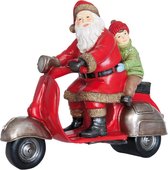 Kerstman op scooter - Kerstdecoratie Kerstman - 30 x 12 x 24 cm