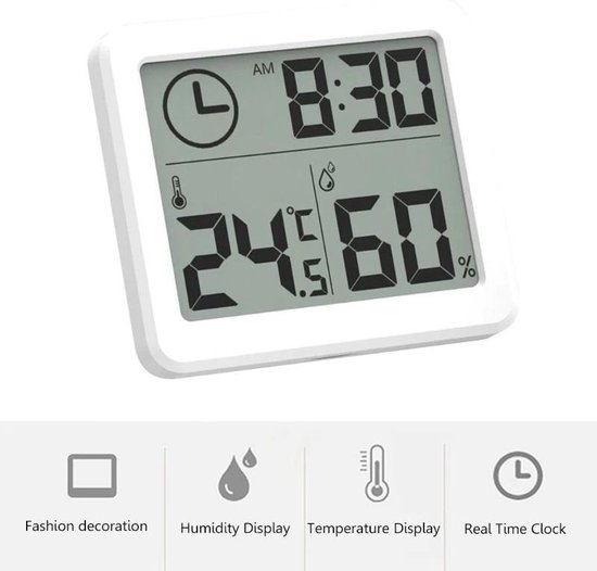 Beperking Bungalow slagader Digitale Thermometer | Hygrometer | Luchtvochtigheidsmeter | Voor binnen |  bol.com